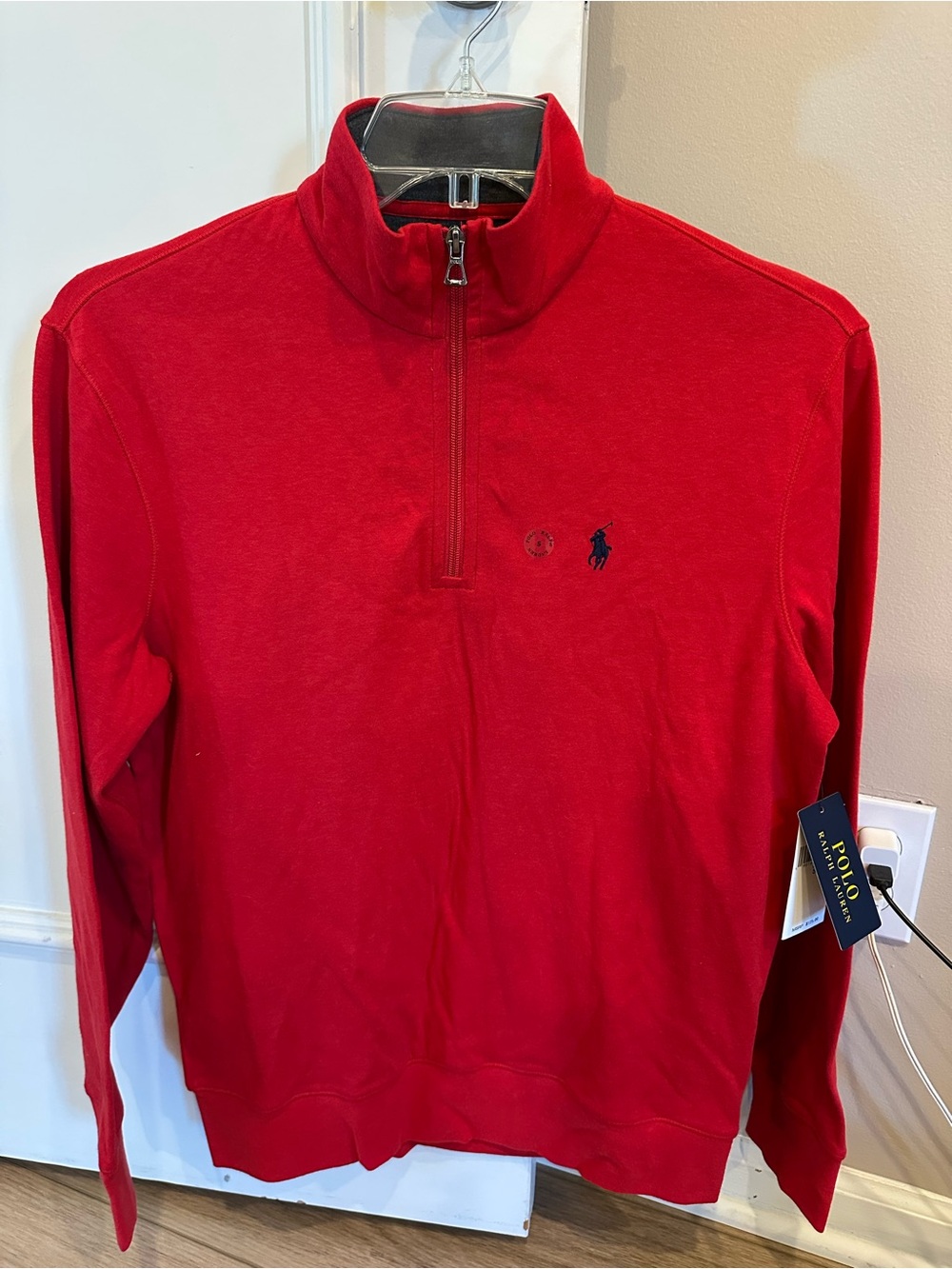 Polo by Ralph Lauren Men’s Red Half-Zip Pullover with Navy Logo!!! BNWT